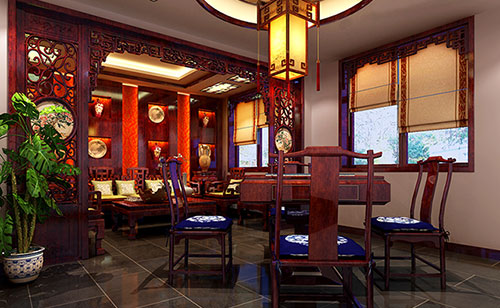 隆广镇古典中式风格茶楼包间设计装修效果图